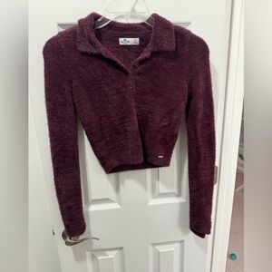 Hollister Maroon Fuzzy Knit Sweater